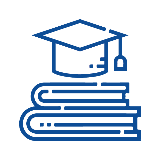Books with a grad cap above it