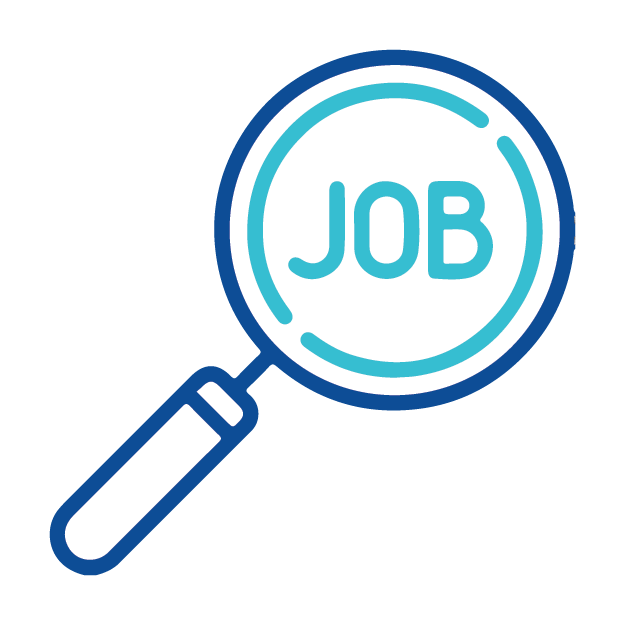 The word job in a magnifying glass