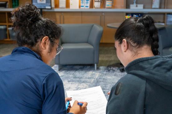 Students doing work in Career Center