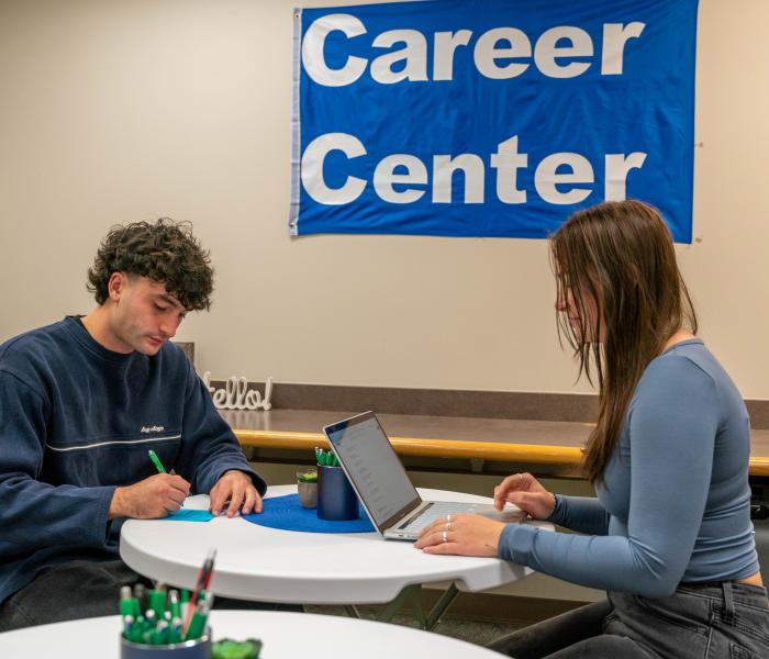 Student scheduling an appointment at the career center